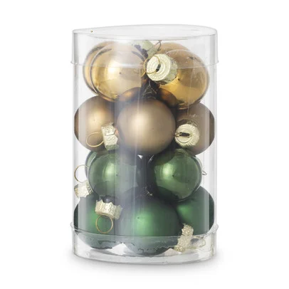 Box met kerstballen – groen – ø2.5 cm – set van 16